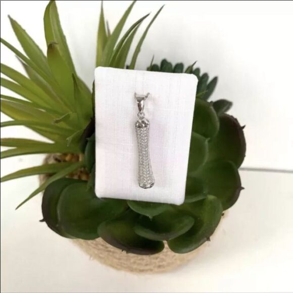 Breuning Nordstrom Crystal Oblong Pendant .925 Silver New - Picture 4 of 8